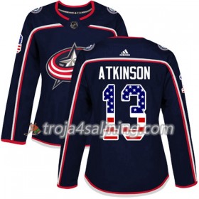 Columbus Blue Jackets tröja Cam Atkinson 13 Adidas 2017-2018 Marinblå USA Flag Fashion Authentic - Dame NHL Tröjor
